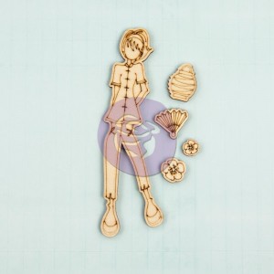 Mixed Media Laser Cut Wood Doll Shapes - Chloe